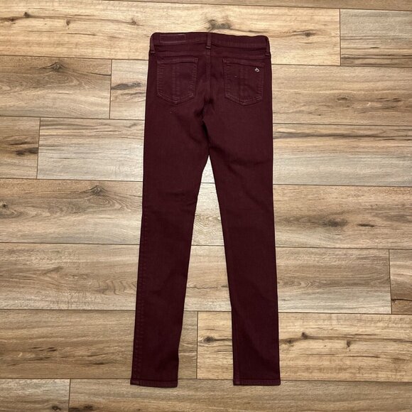 Rag & Bone Skinny Ankle Jeans SZ 27 Maroon Red Stretch Denim Mid Rise - Picture 7 of 12